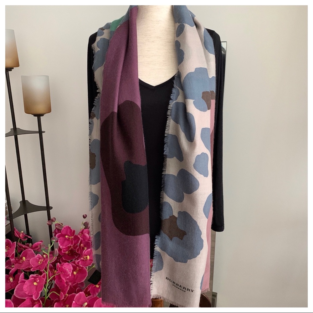 Burberry Prorsum Floral Print Cashmere Scarf